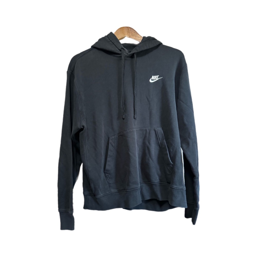 Nike Hoodie Mens Medium Black Excellent Sportswear Fleece Pullover Logo